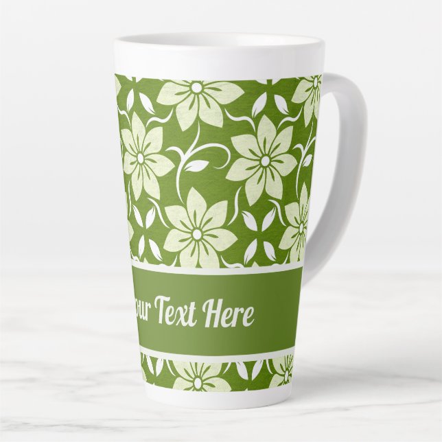 Custom Olive Blossom Repeat Latte Mug (Right Angle)
