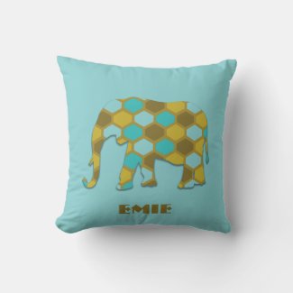 Custom Olive Green and Sky Blue Geometric Elephant