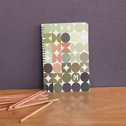 Custom Olive Green Coral Orange Taupe Art Pattern Notebook