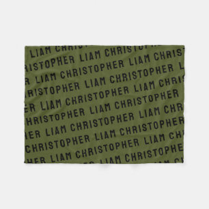 Custom Olive Green Personalized Name Baby Shower Fleece Blanket