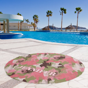 Custom Olive Green Pink Khaki Brown Camo Pattern Beach Towel