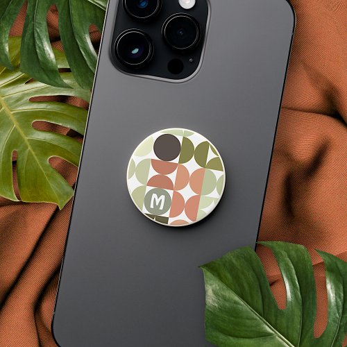 Custom Olive Green Taupe Brown Red Art Pattern PopSocket