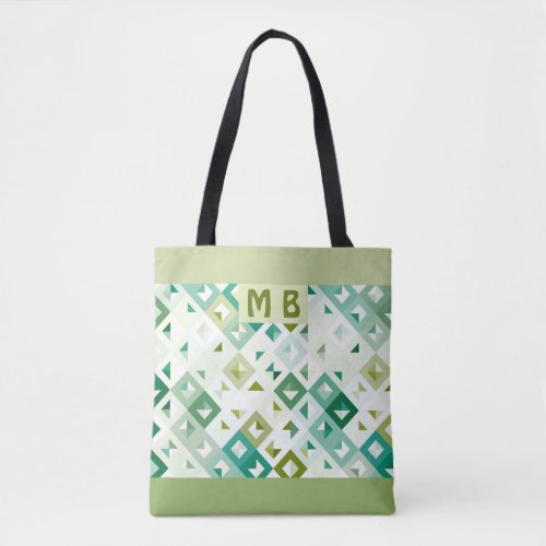 Custom Olive Green Teal Blue Ivory Mosaic Pattern Tote Bag