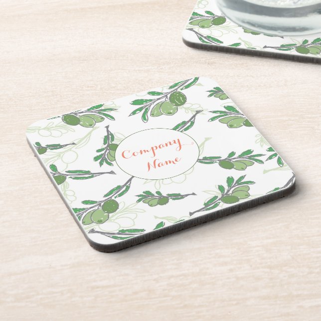 Custom Olive Tree Logo Beverage Coaster Custom (Left Side)