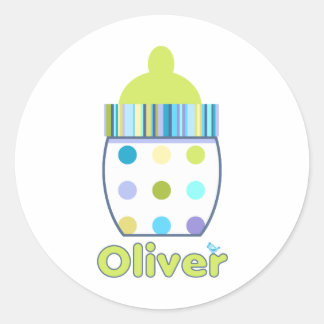 Custom Oliver Baby Bottle Classic Round Sticker
