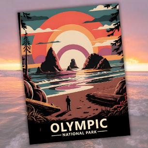 Custom Olympic National Park Rialto Beach Sunset Postcard