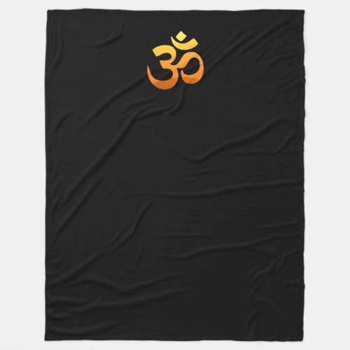 Custom Om Mantra Symbol Gold Sun Meditation Yoga Fleece Blanket
