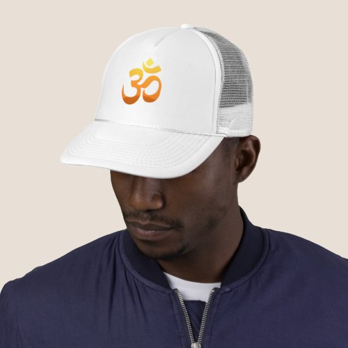 Custom Om Mantra Symbol Mens Womens White Trucker Hat