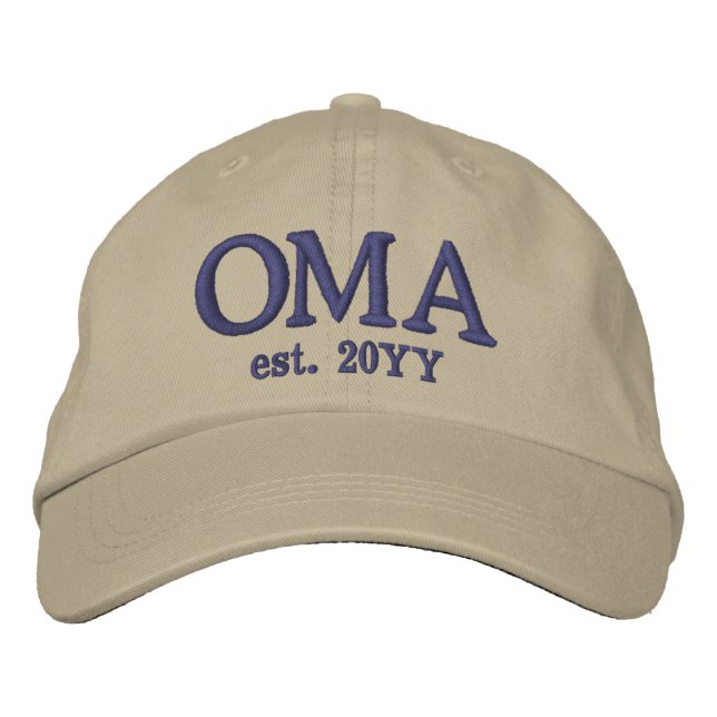 Custom Oma Est. | Gifts for Grandma Embroidered Baseball Cap (Front)