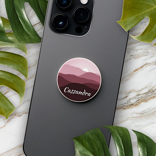 Custom Ombre Burgundy Red Blush Pink Art Abstract PopSocket