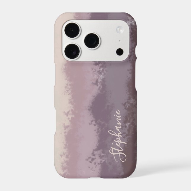 Custom Ombre Gradient Pastel Blush Purple Stripes iPhone Case (Back)