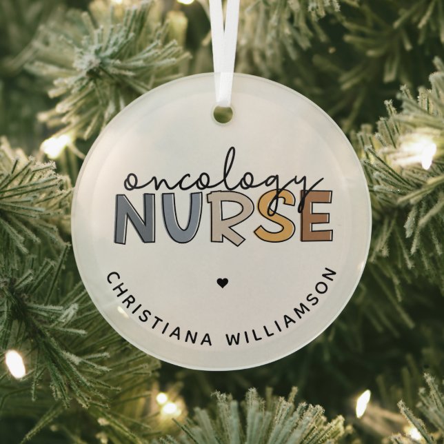 Custom Oncology Nurse Oncology RN Gifts Glass Ornament (Insitu)