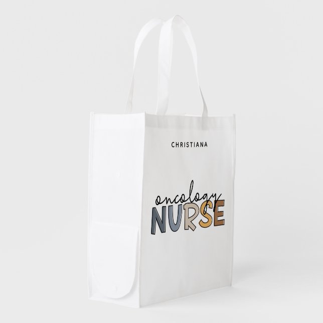 Custom Oncology Nurse Oncology RN Gifts Grocery Bag (Front Side)