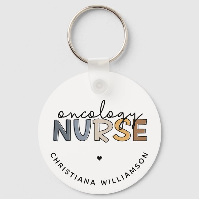 Custom Oncology Nurse Oncology RN Gifts Keychain (Front)