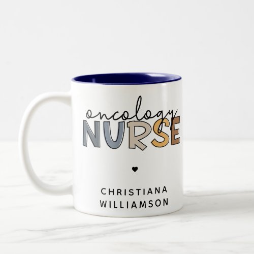 Custom Oncology Nurse Oncology RN Gifts Two_Tone Coffee Mug