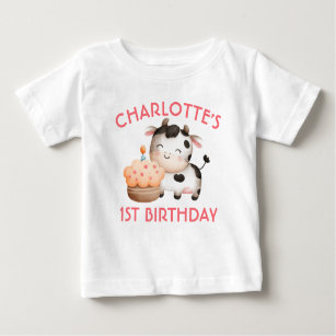 Custom One Cow Moos First Birthday Baby Baby T-Shirt