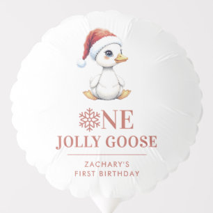 Custom One Jolly Goose December First Birthday Balloon