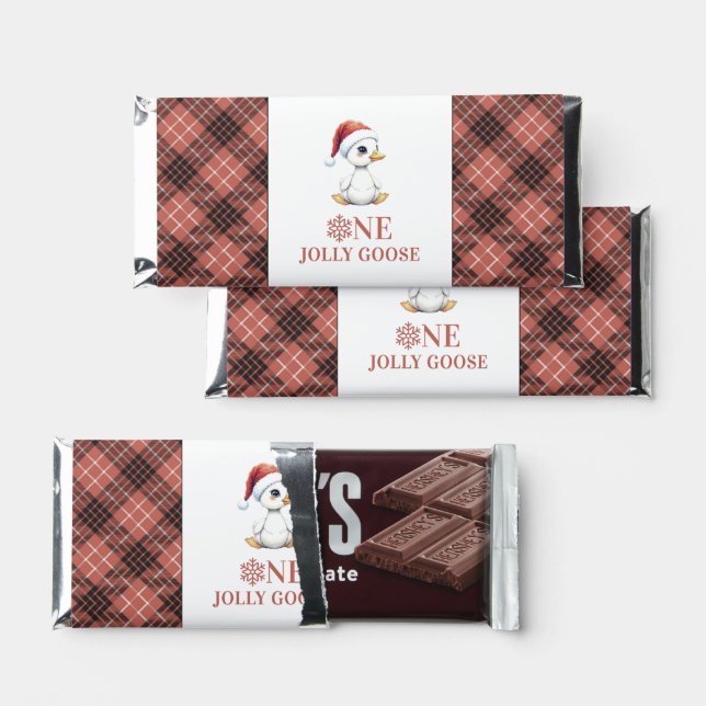 Custom One Jolly Goose December First Birthday Hershey Bar Favors (Front)