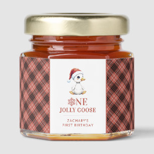 Custom One Jolly Goose December First Birthday Honey Jar Favors
