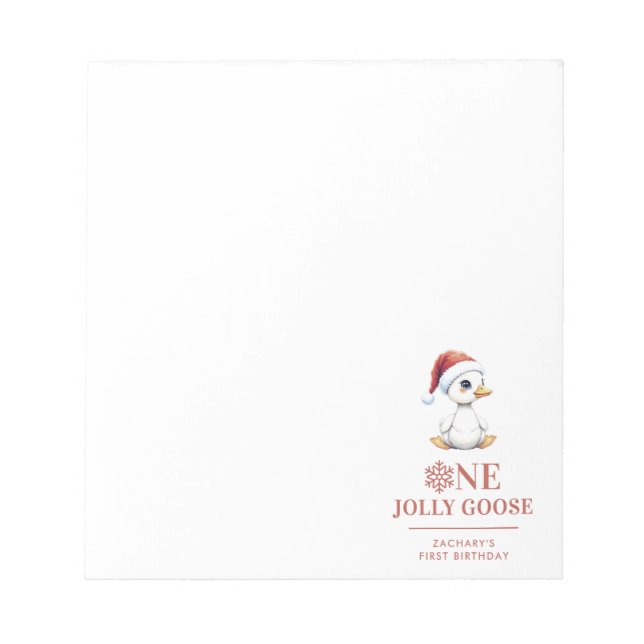 Custom One Jolly Goose December First Birthday Notepad (Front)