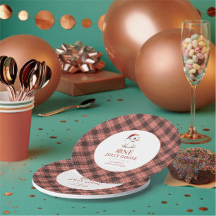 Custom One Jolly Goose December First Birthday Paper Plates