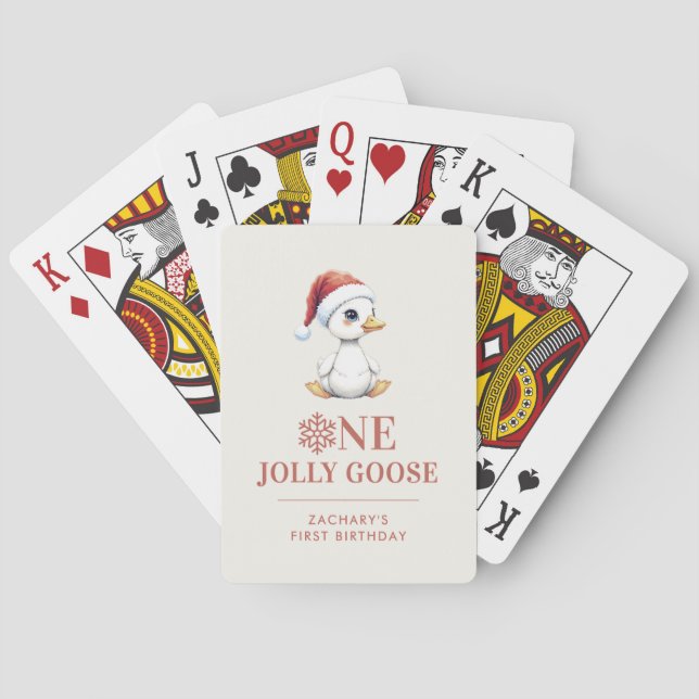 Custom One Jolly Goose December First Birthday Poker Cards (Back)