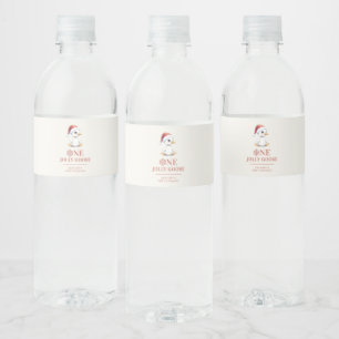 Custom One Jolly Goose December First Birthday Water Bottle Label