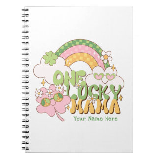 Custom One Lucky Mama Cute Retro Groovy Notebook