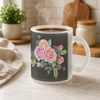 Custom One Photo Artwork Slogan 10 oz Frosted Glass Coffee Mug