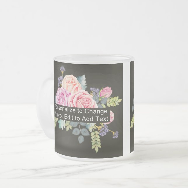 Custom One Photo Artwork Slogan 10 oz Frosted Glass Coffee Mug (Front Left)