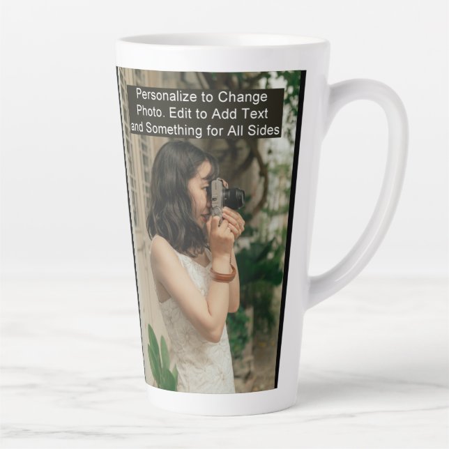 Custom One Photo Artwork Slogan Large Latte Mug (Right)