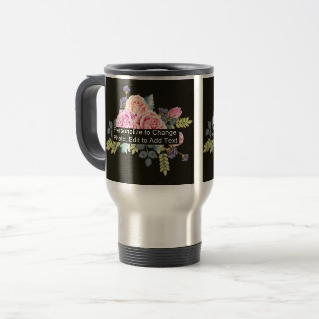 Custom One Photo Artwork Slogan Stainless Steel Travel Mug (Front Left)