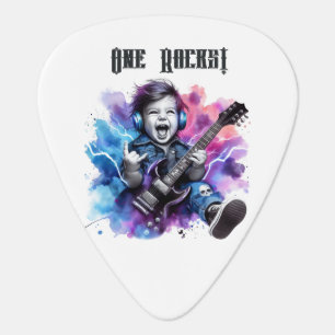 Custom “One Rocks” Baby Guitar Pick Party Favor