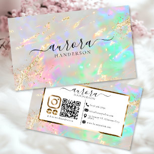 Custom Opal Glow Gold Accent  Business Card