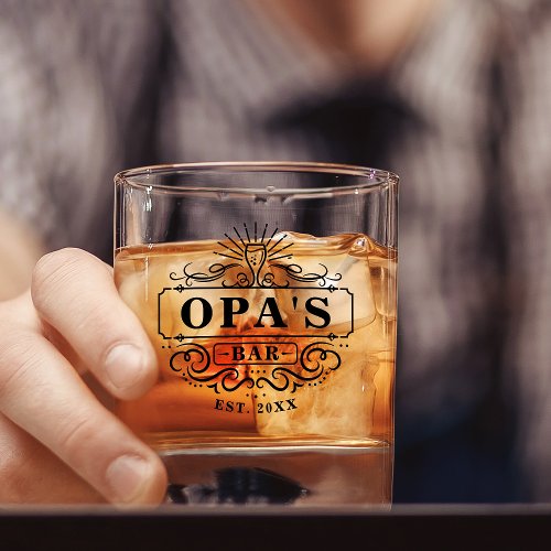 Custom Opas Bar Year Established Glass