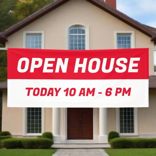 Custom Open House Time l Real Estate Red  White  Banner