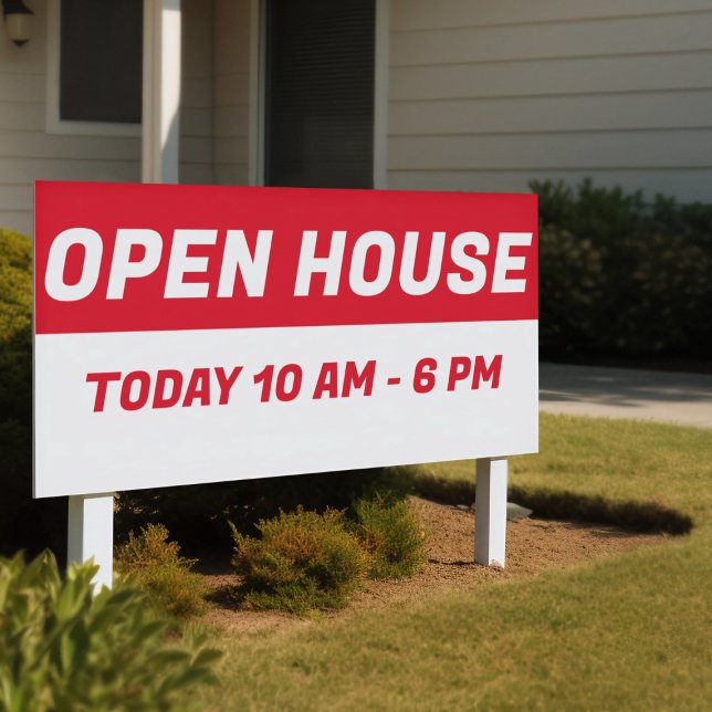 Custom Open House Time l Real Estate Red & White  Banner (Creator Uploaded)