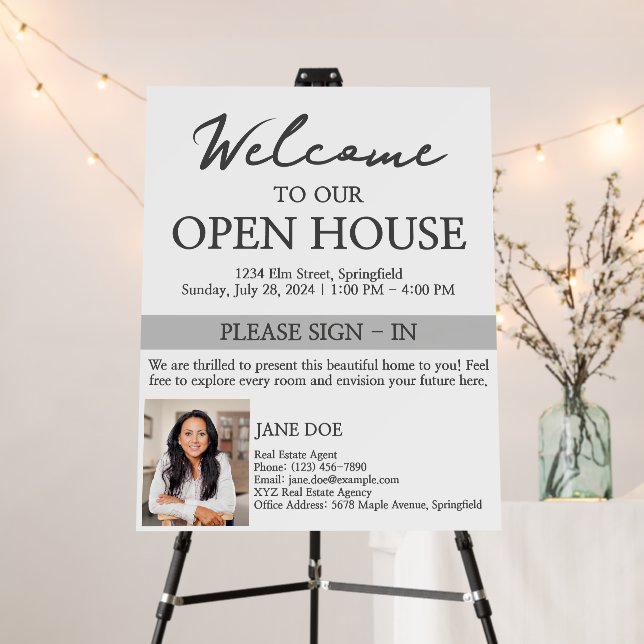 Custom Open House Welcome Sign (In Situ (Stand))