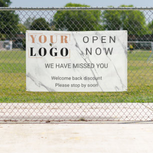 Custom Open now Business Logo Marble Outdoor Banner