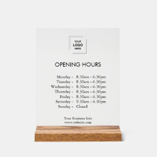 Custom Opening Hours   Modern Business Logo  Acrylic Sign