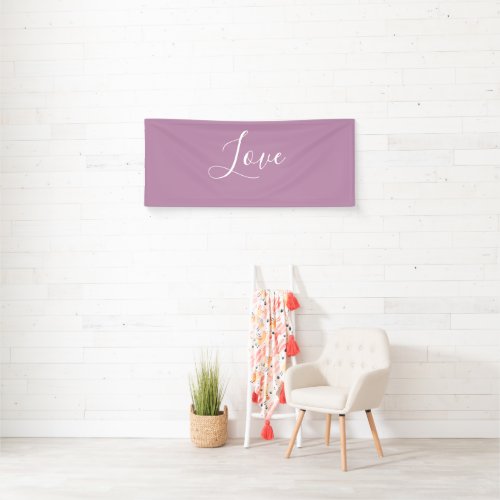 Custom Opera Mauve Solid Color Minimalist Wedding  Banner