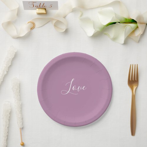 Custom Opera Mauve Solid Color Minimalist Wedding  Paper Plates