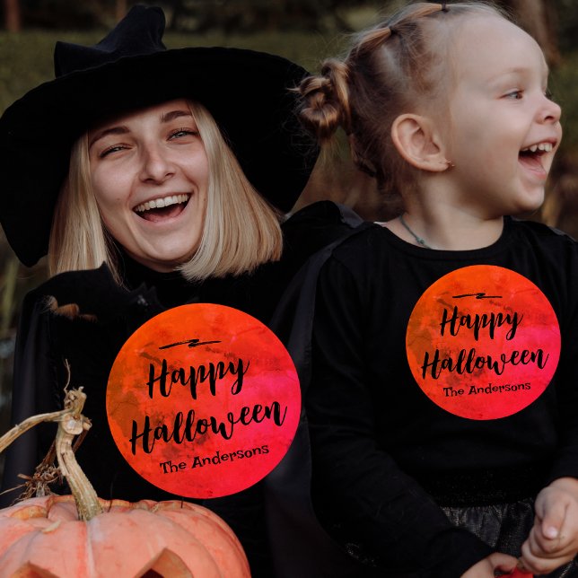 Custom Orange and Black Full Moon Happy Halloween Hoodie (Creator Uploaded)