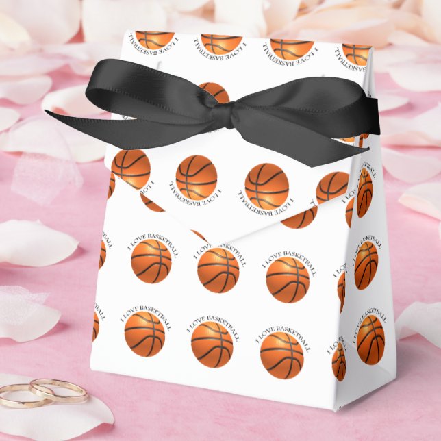 Custom orange and black leather basketball favor boxes (Wedding)