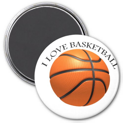 Custom orange and black leather basketball magnet