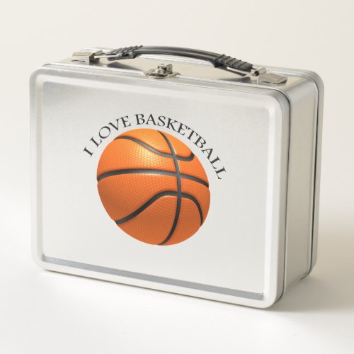 Custom orange and black leather basketball metal lunch box