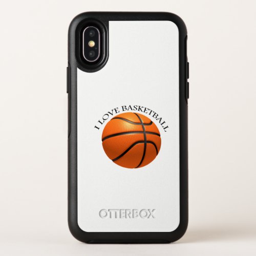 Custom orange and black leather basketball OtterBox symmetry iPhone x case