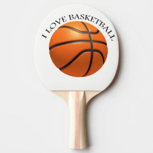 Custom orange and black leather basketball Ping-Pong paddle