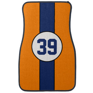 Custom Orange and Blue Stripe car mats