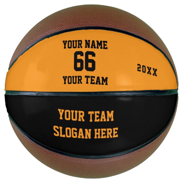 Custom Orange Basketball with Name, Number, Team (Front)
